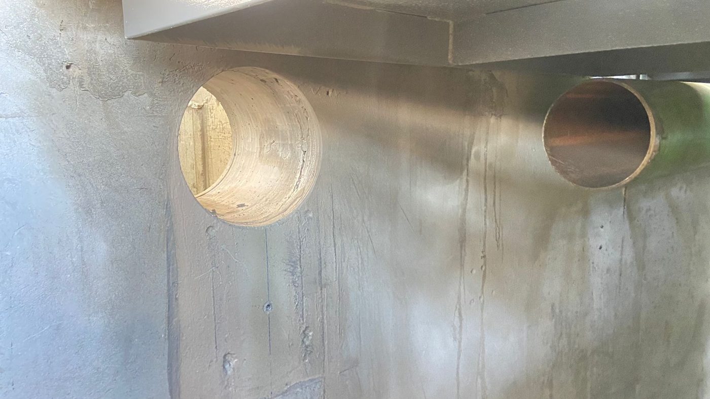Furação em concreto para passagem de duto